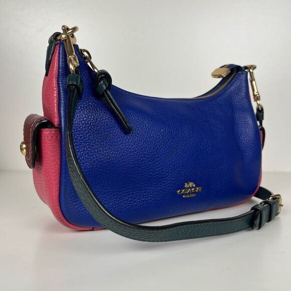 Coach Pennie Shoulder Bag 25 Colorblock Crossbody Sport Blue Multicolor C6816 - Picture 1 of 16